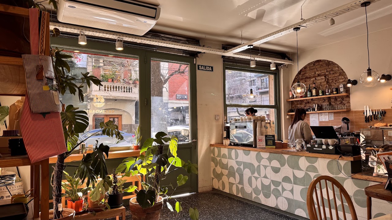 Interior de Vecindario, puerta y plantas